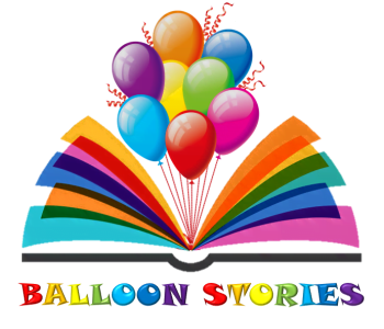 main website logo with balloons and an open book